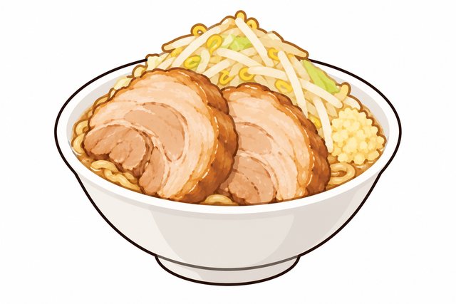 二郎系ラーメンのぶた(チャーシュー)を表すイラスト