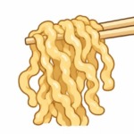二郎系ラーメンの極太麺を表すイラスト