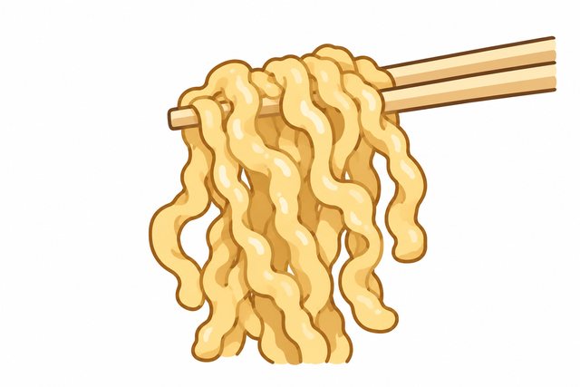 二郎系ラーメンの極太麺を表すイラスト