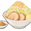 二郎系ラーメンの魚粉を表すイラスト