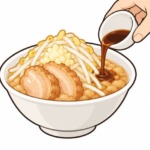 二郎系ラーメンのカエシ（カネシ）を表すイラスト