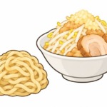 二郎系ラーメンの麺少なめを表すイラスト