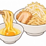 二郎系ラーメンの生卵を表すイラスト