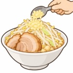 二郎系ラーメンのニンニク入れますか？を表すイラスト
