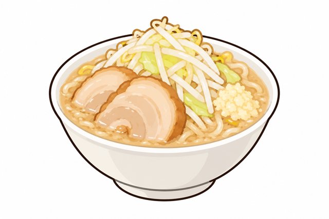 二郎系ラーメンの乳化を表すイラスト