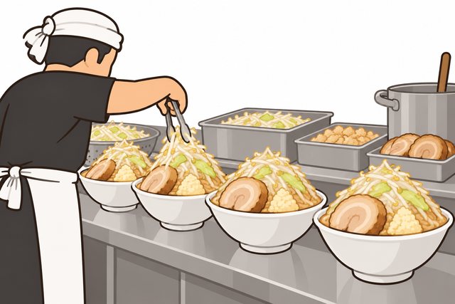 二郎系ラーメンのロットを表すイラスト