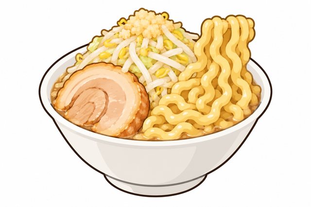 二郎系ラーメンのワシワシ麺を表すイラスト