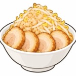 二郎系ラーメンの豚増しを表すイラスト