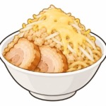 二郎系ラーメンのチーズを表すイラスト