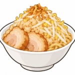 二郎系ラーメンのフライドオニオンを表すイラスト