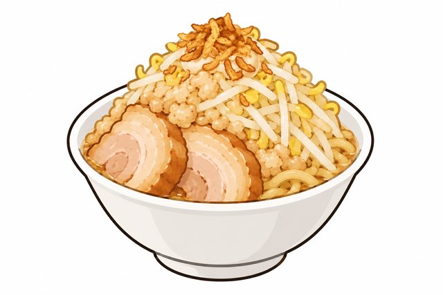 二郎系ラーメンのフライドオニオンを表すイラスト