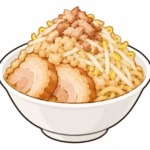 二郎系ラーメンのほぐし豚を表すイラスト