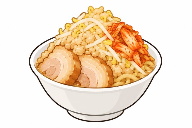 二郎系ラーメンのキムチを表すイラスト