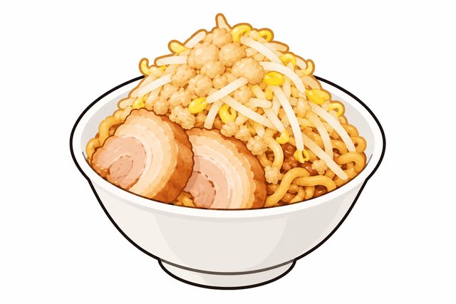 二郎系ラーメンのまぜそばを表すイラスト