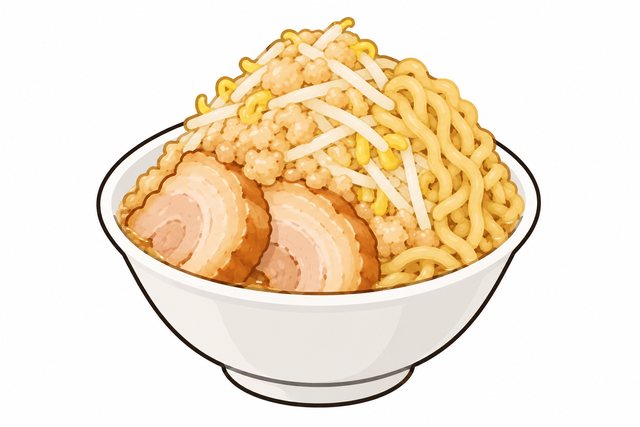 二郎系ラーメンの麺増しを表すイラスト