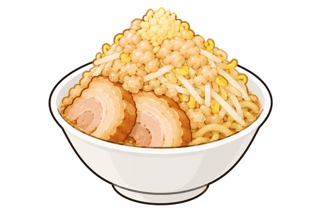 二郎系ラーメンの無料トッピングを表すイラスト