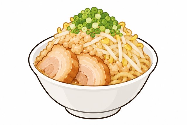 二郎系ラーメンのネギを表すイラスト