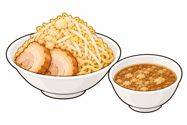 二郎系ラーメンのつけ麺を表すイラスト