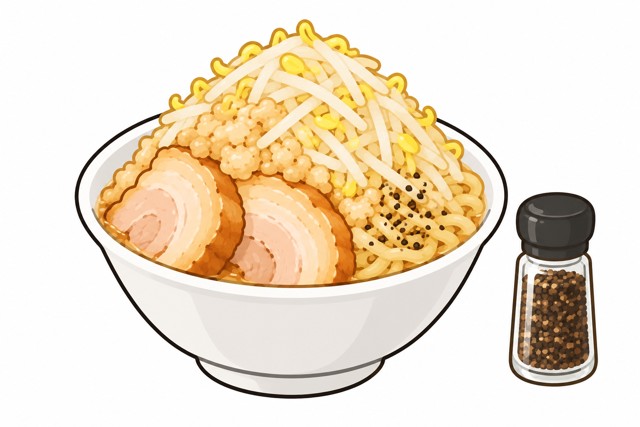 二郎系ラーメンのブラックペッパーを表すイラスト