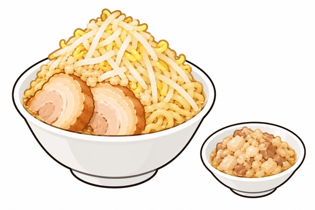 二郎系ラーメンのブタカスアブラを表すイラスト