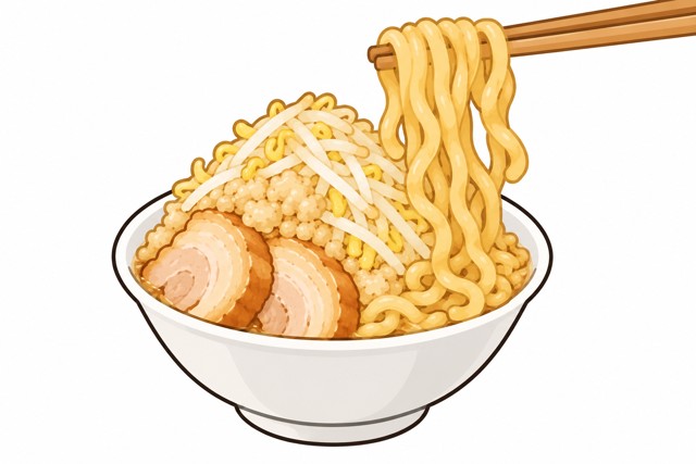 二郎系ラーメンのデロ麺を表すイラスト