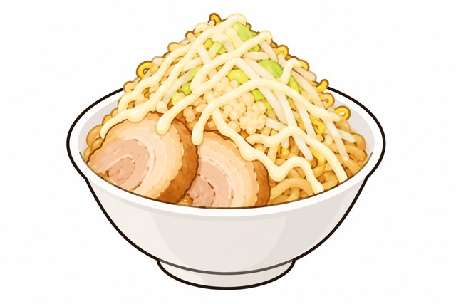 二郎系ラーメンのガリマヨを表すイラスト
