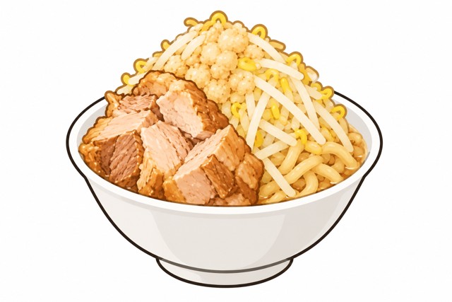 二郎系ラーメンの端豚を表すイラスト
