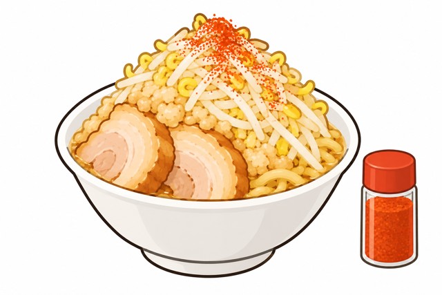二郎系ラーメンの一味唐辛子を表すイラスト