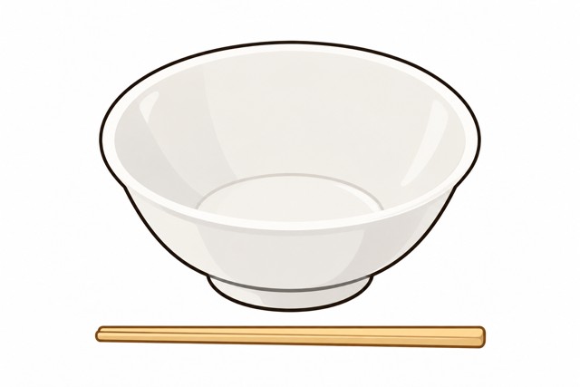 二郎系ラーメンの完飲を表すイラスト