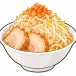 二郎系ラーメンの辛揚げを表すイラスト