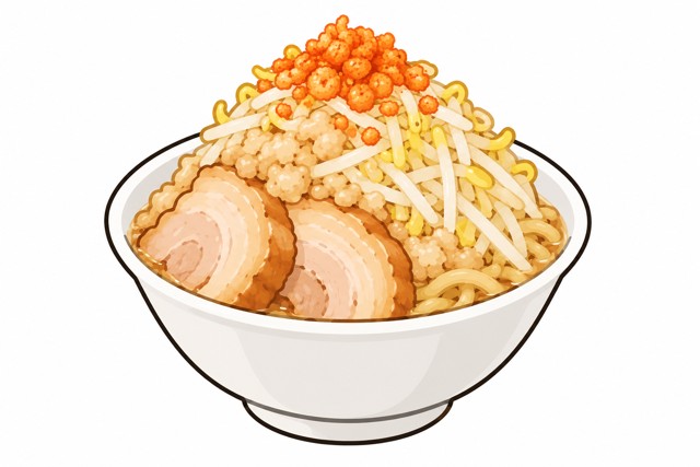 二郎系ラーメンの辛揚げを表すイラスト