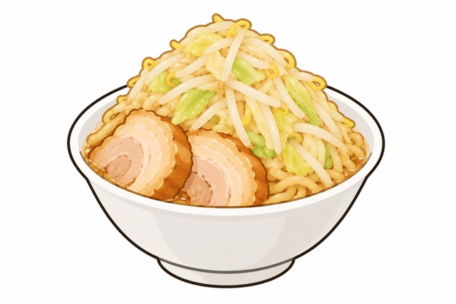 二郎系ラーメンのクタ野菜を表すイラスト