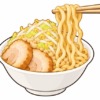 二郎系ラーメンの麺ヤワ(柔らかめ)を表すイラスト