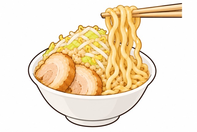 二郎系ラーメンの麺ヤワ(柔らかめ)を表すイラスト