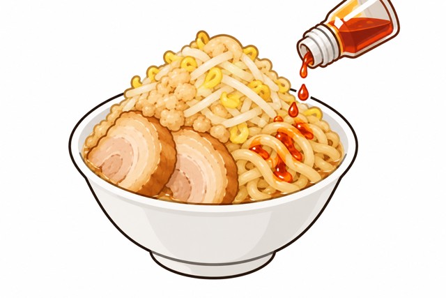 二郎系ラーメンのラー油を表すイラスト