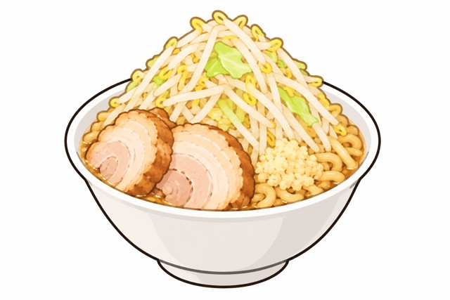 二郎系ラーメンの小ラーメンを表すイラスト