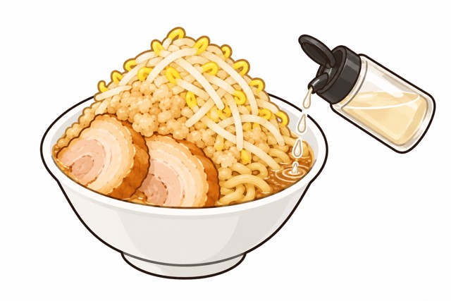 二郎系ラーメンの酢を表すイラスト