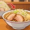 二郎系ラーメンの野菜を通常盛りから少なめにした比較イラスト